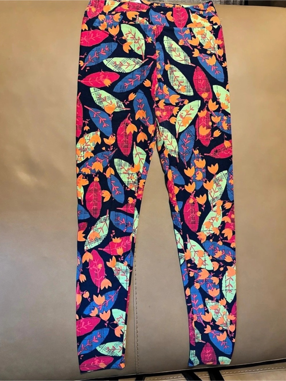 LuLaRoe Printed Leggings Floral Blue & Pink
